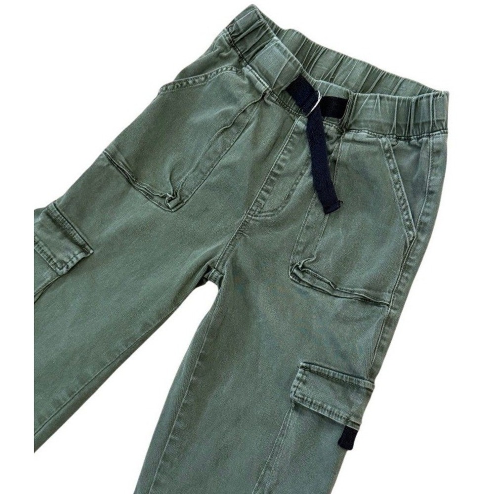 Olive Green Cargo Pants Womens Size 5/6 Utility Straight Leg Elastic Waist Belt